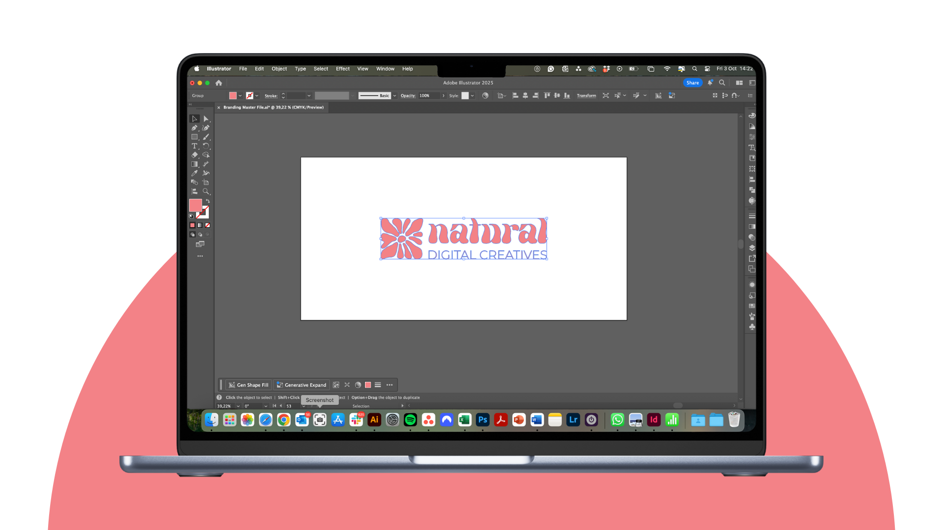 Mock-up di una macbook con il logo in vettoriale di Natural Digital creatives per simboleggiare il servizio di vettorializzazione del logo